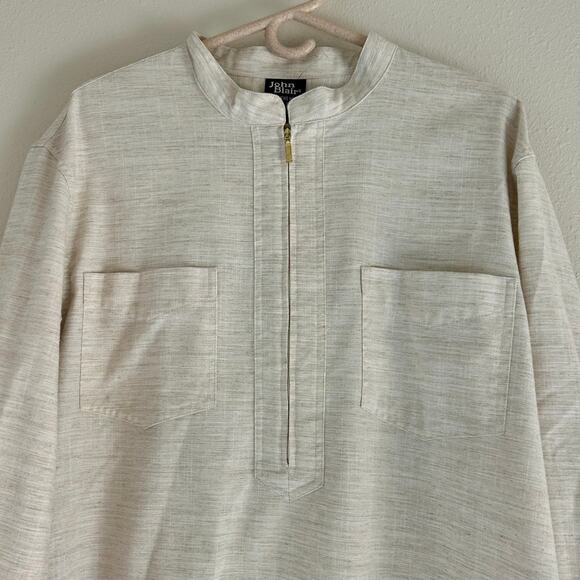 John Blair Manderin neck half zip shirt pockets Scandi minimalist academia XL - Picture 2 of 11